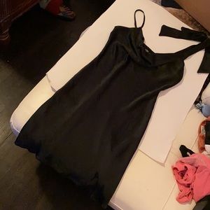 Nasty Gal Black Silk Dress Now Shoulder Strap
